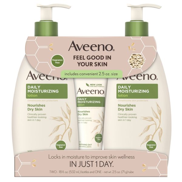 Aveeno Daily Moisturizing Lotion For Dry Skin 2 pk./18 fl. oz. with Bonus 2.5 oz. Bottle